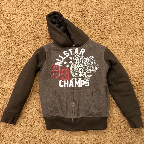 Boys medium fleece zip up hoodie pocket jacket - Picture 2 of 5